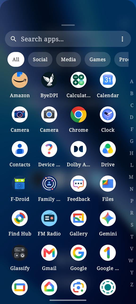 Screen 10: Categorized Drawer